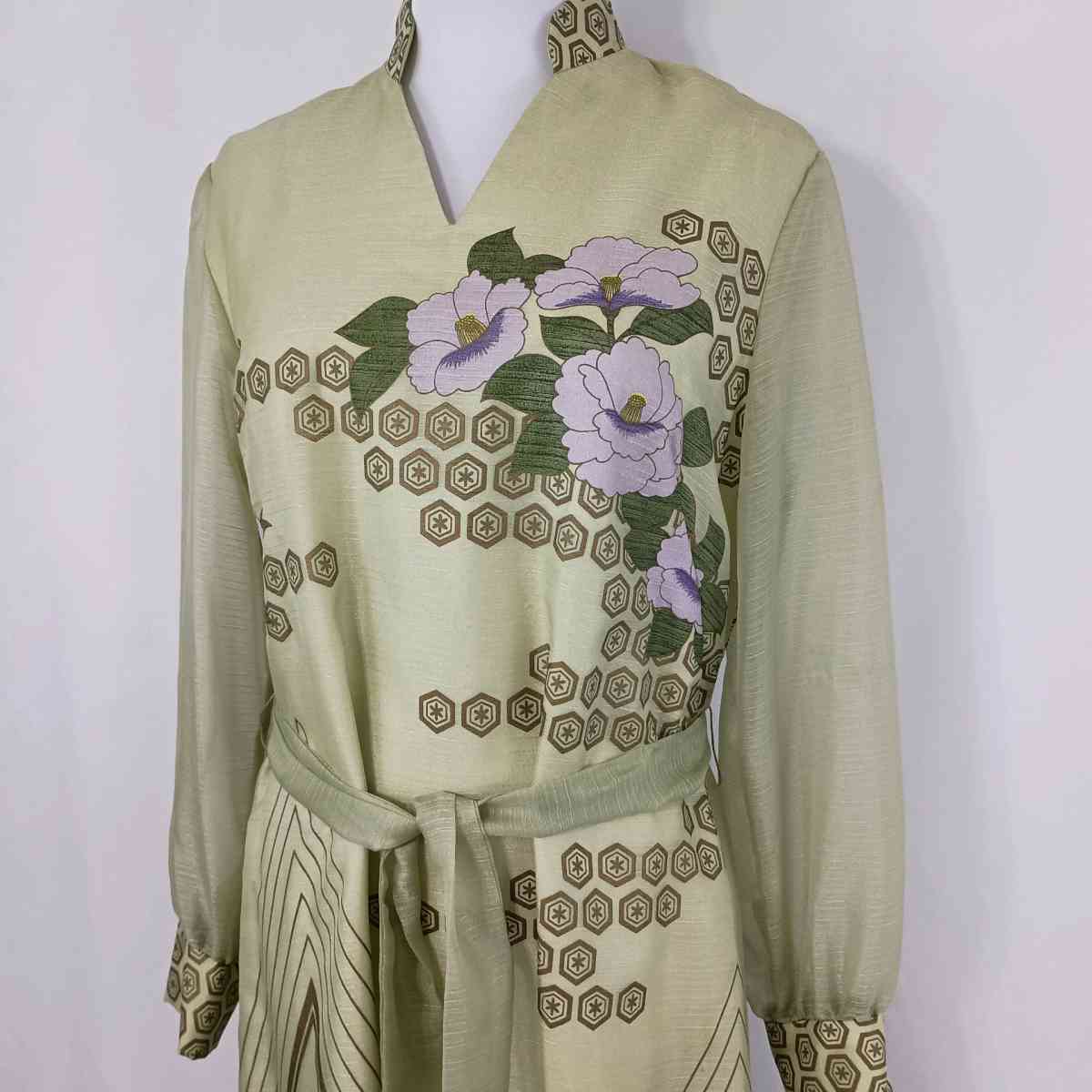 Vintage Alfred Shaheen Womens Green Floral Maxi Dress sz 14 - Iota, Louisiana - FleaMarketBay