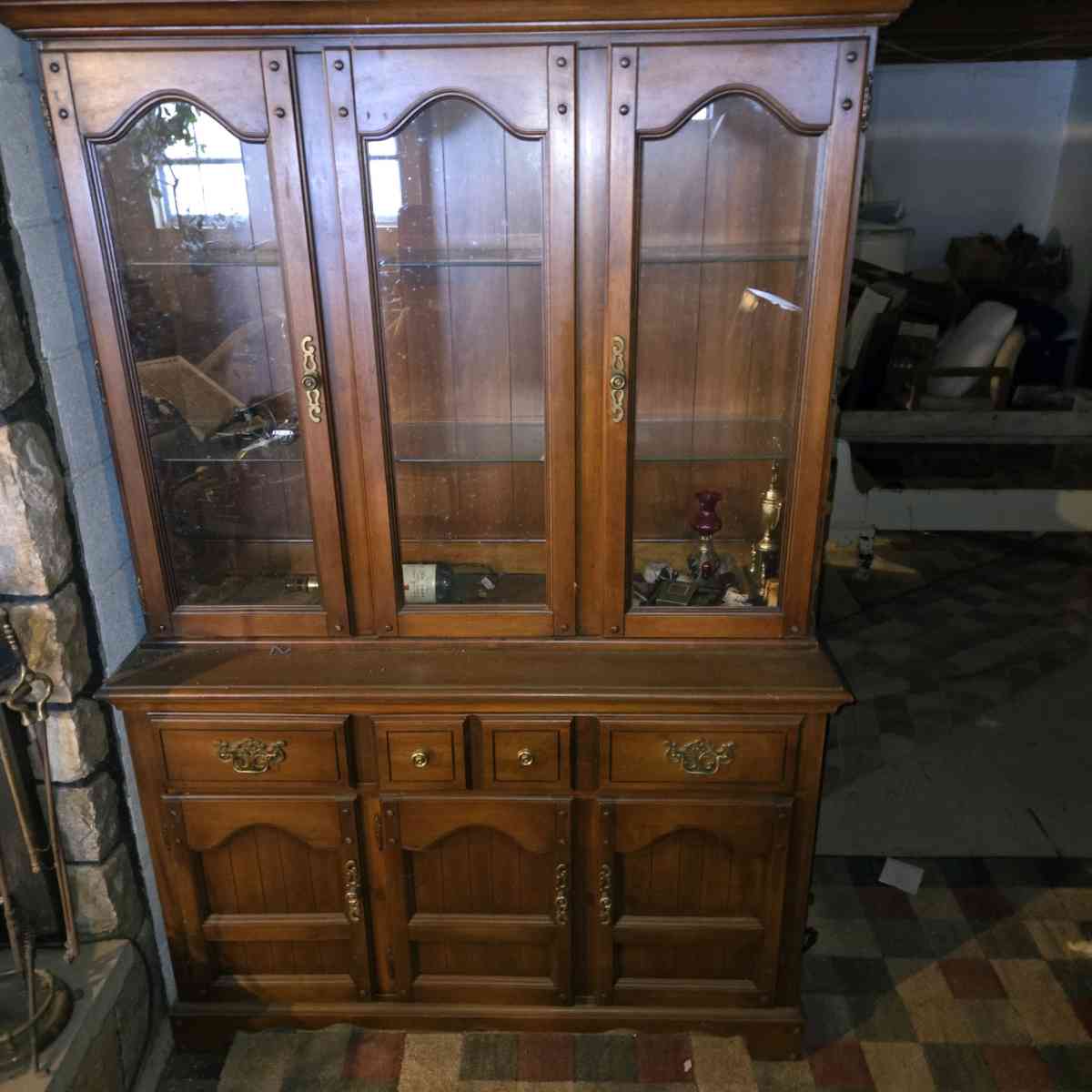 Traditional Antique Brown European China Cabinet - Columbiaville, Michigan