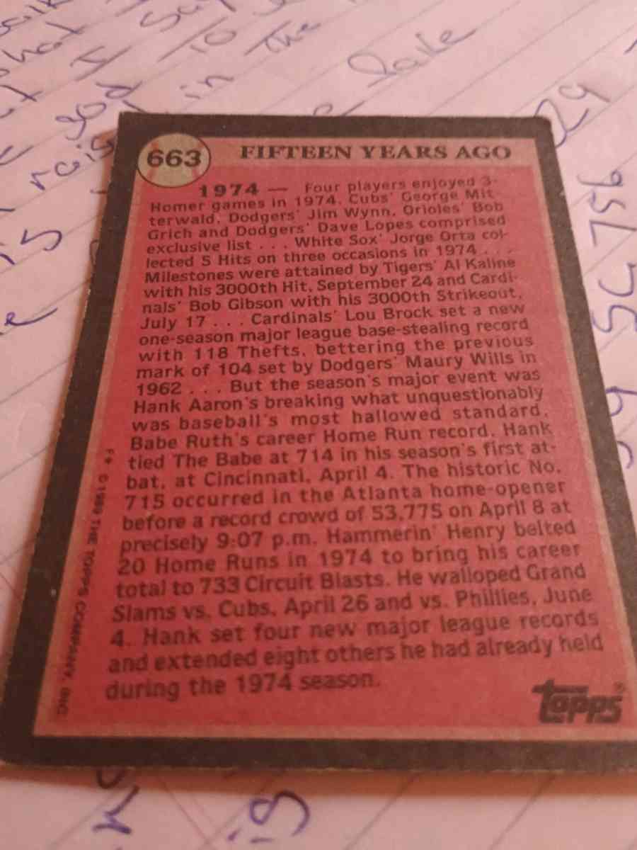 Hank Aaron baseball card 1974 - Commerce, Georgia - FleaMarketBay