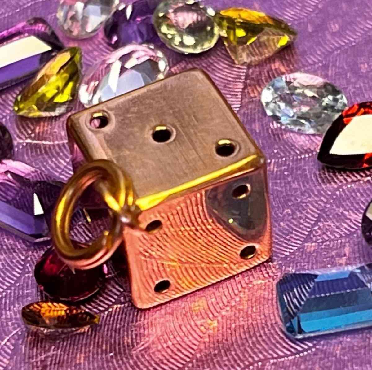 18K Gold 10mm Dice Pendant - Phelan, California - FleaMarketBay