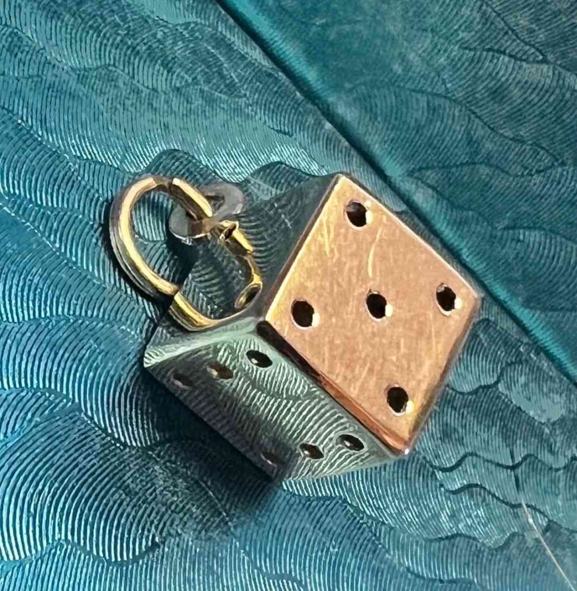 18K Gold 10mm Dice Pendant - Phelan, California - FleaMarketBay