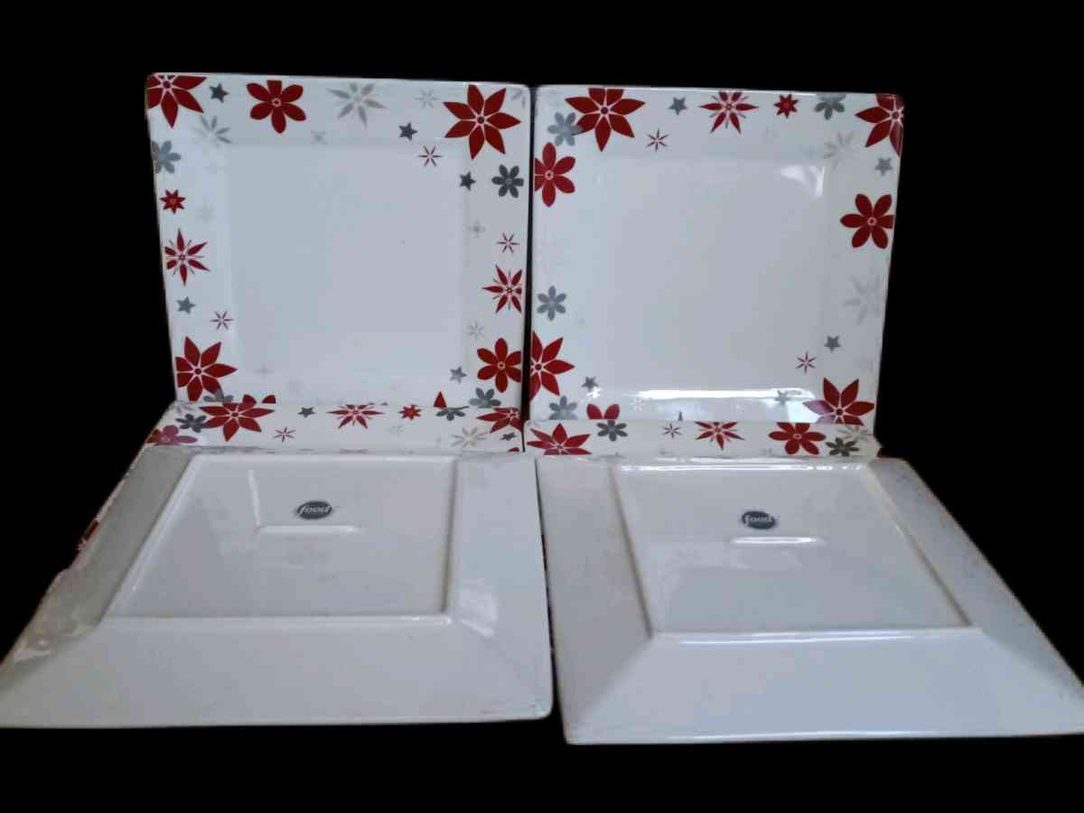 Food Network LINZER STAR 10 Sq Dinner Plate Set 4 Confetti R - Roanoke, Virginia - FleaMarketBay