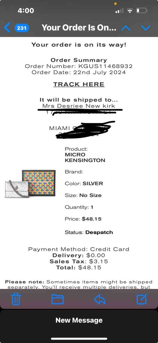 Kurt Geiger Micro Purse message before buying - Miami, Florida - FleaMarketBay