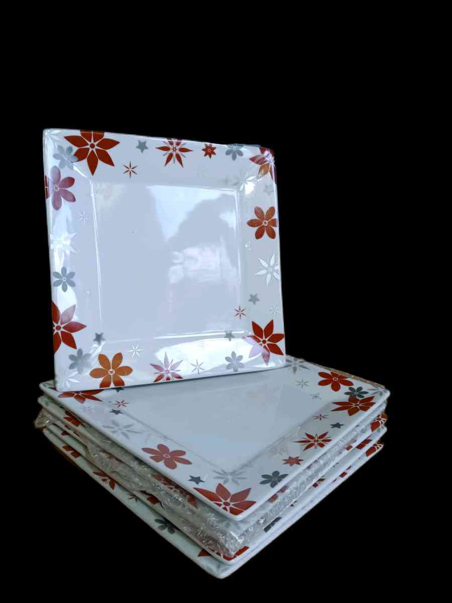 Food Network LINZER STAR 10 Sq Dinner Plate Set 4 Confetti R - Roanoke, Virginia