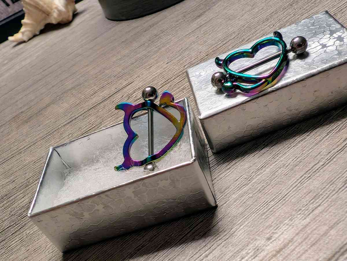 Ox Devil Hearts Nipple Ring Piercing Barbell set - Ashtabula, Ohio - FleaMarketBay