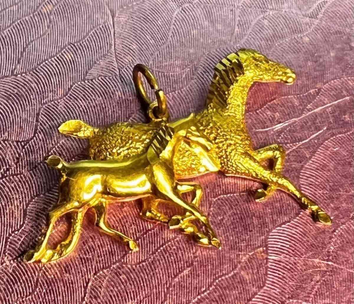 14K Gold Horse And Pony Pendant - Phelan, California