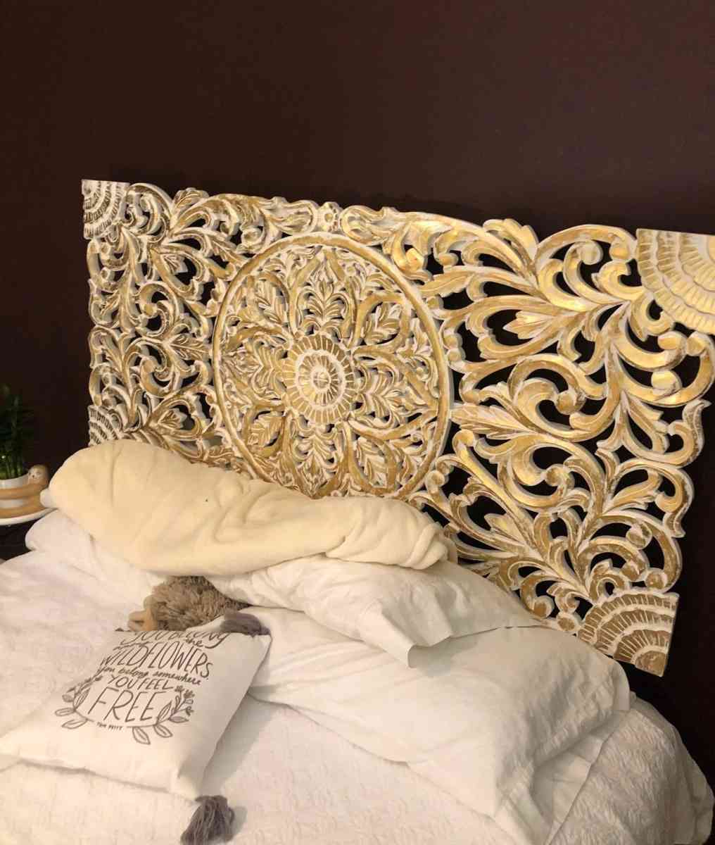 Bohemian Carved Wooden Headboard - Tempe, Arizona