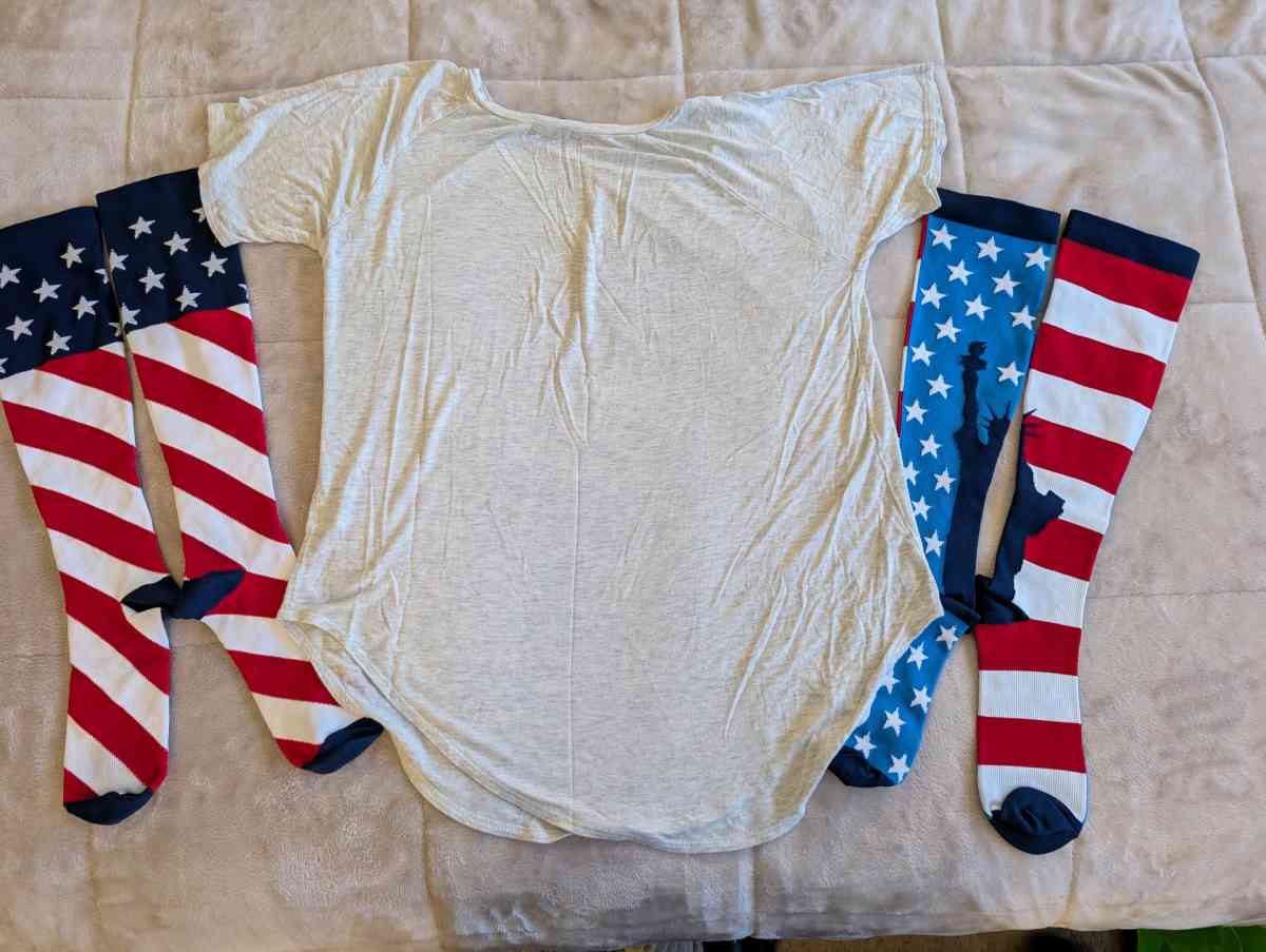 All American Mama tshirt with 2 pairs Tall American socks - Ashtabula, Ohio - FleaMarketBay