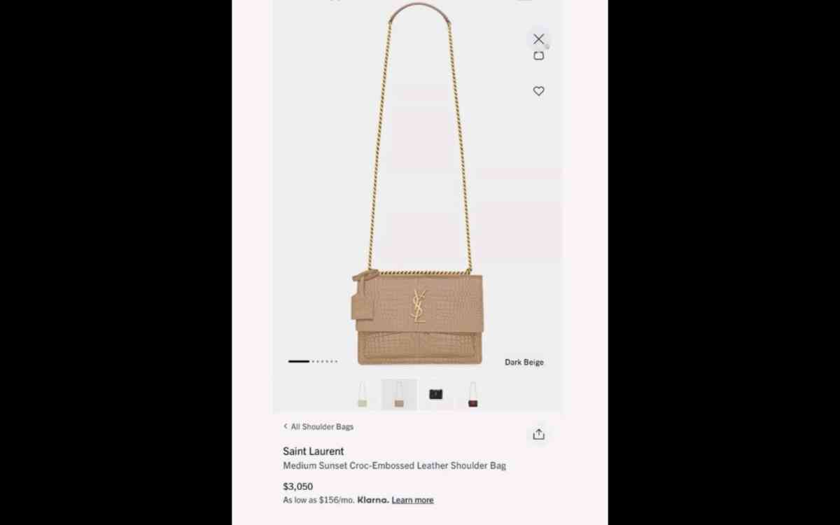 YSL Dark  Beige Medium Sunset CrocEmbossed Leather Shoulder - Hillside, New Jersey - FleaMarketBay