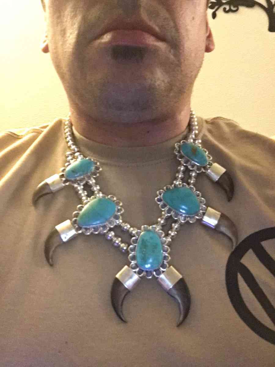 Navajo Native American sterling silver bear claw turquoise n - Bothell, Washington