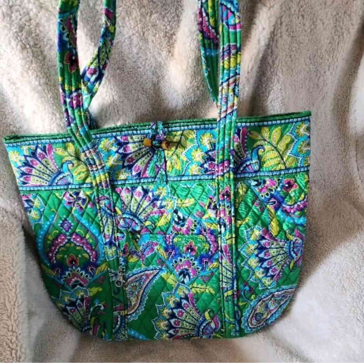 Vera Bradley Emerald  Paisley Toggle Button Tote Bag