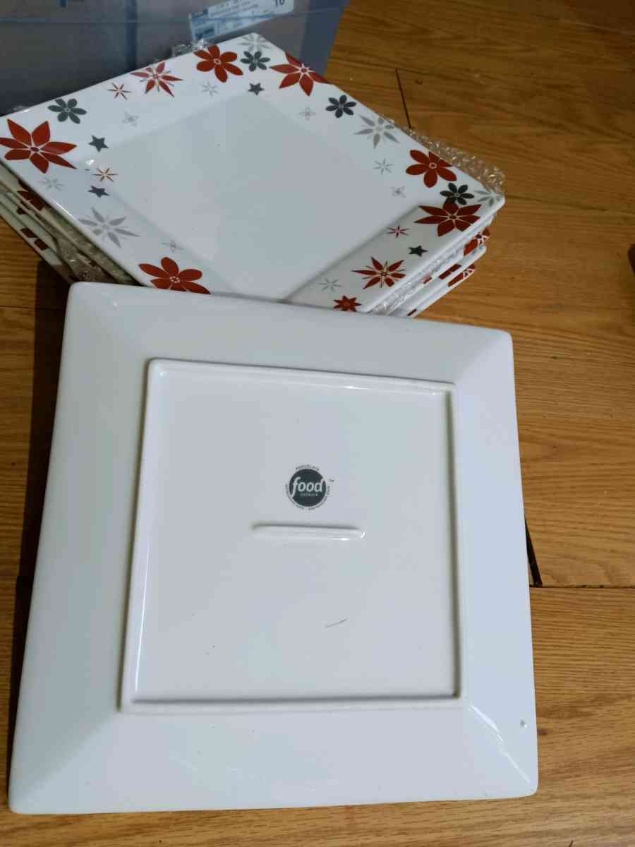 Food Network LINZER STAR 10 Sq Dinner Plate Set 4 Confetti R - Roanoke, Virginia - FleaMarketBay