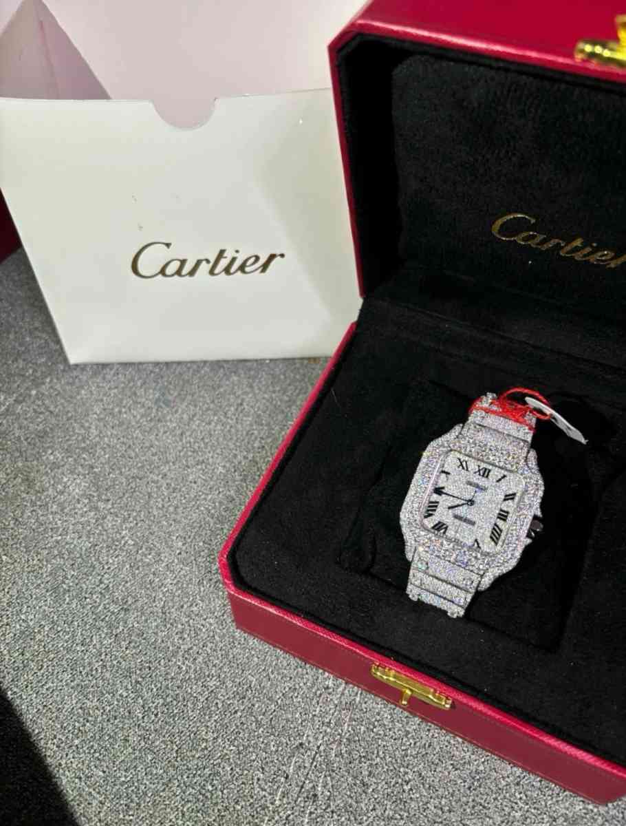 Cartier Diamond Santos Fashion Wrist Watch VVS Quality With - Ashaway, Rhode Island - FleaMarketBay