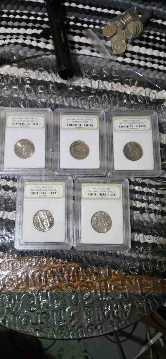 Lot of 5 Graded StateHood Quarters All MS