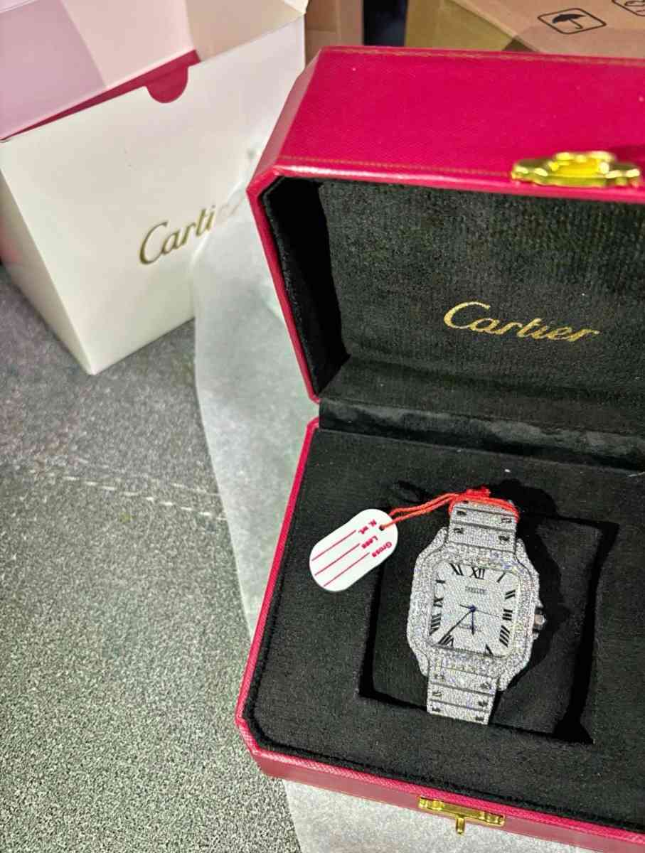 Cartier Diamond Santos Fashion Wrist Watch VVS Quality With - Ashaway, Rhode Island - FleaMarketBay