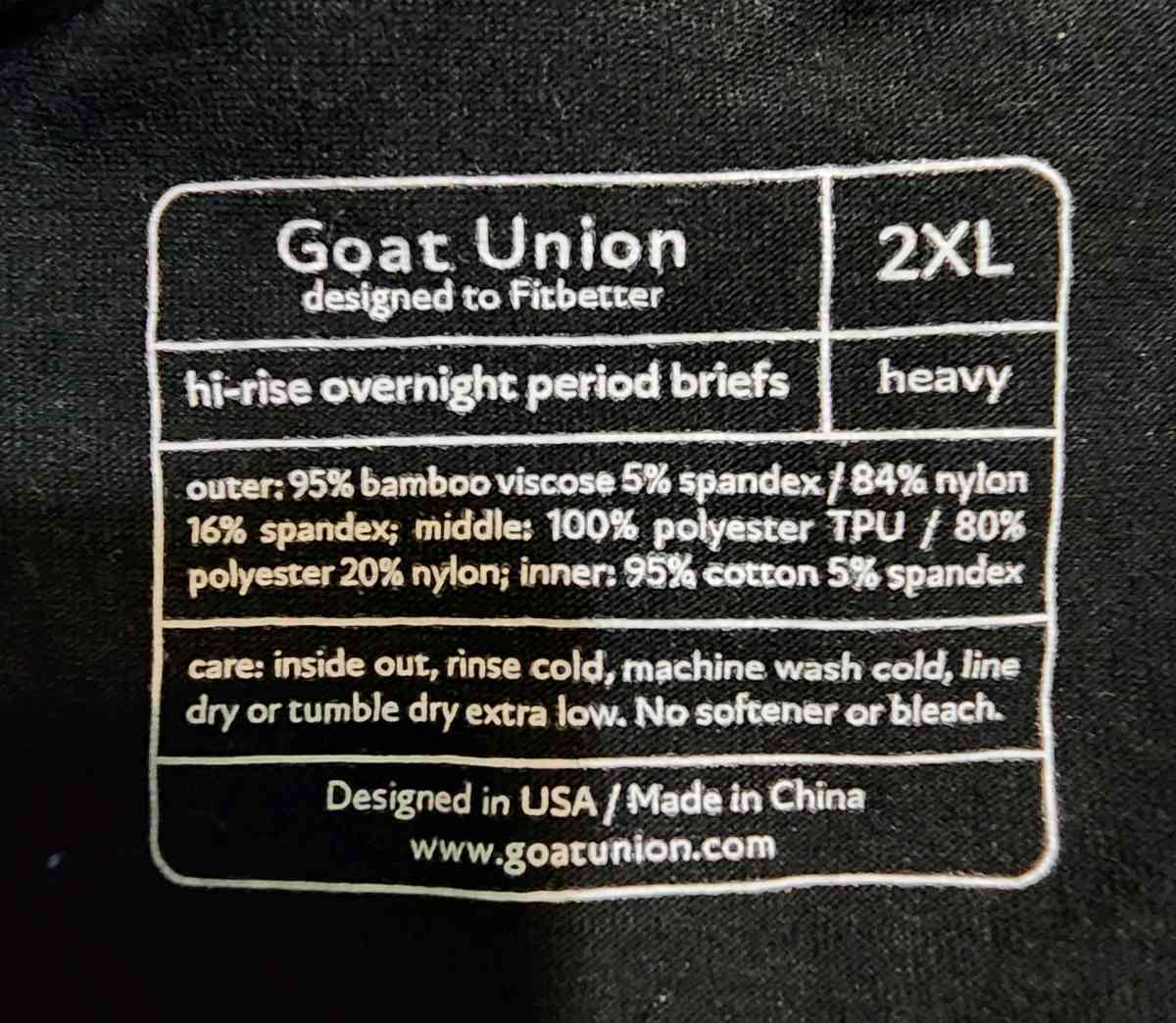 10 pairs Goat Union hirise overnight period briefs black 2XL - Washington, District of Columbia - FleaMarketBay