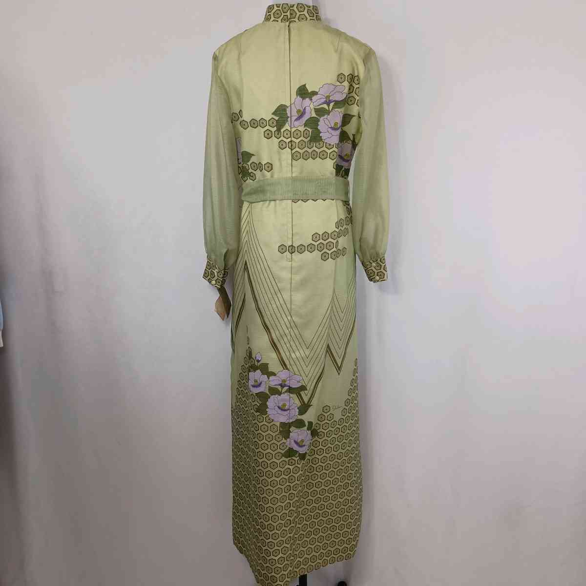 Vintage Alfred Shaheen Womens Green Floral Maxi Dress sz 14 - Iota, Louisiana - FleaMarketBay