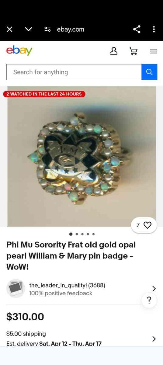 10kt gold Sorority pin - Chicago, Illinois - FleaMarketBay
