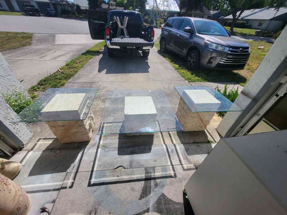 Postmodern Tessellated Mactan Stone Console Table w Polished - Lakeland, Florida - FleaMarketBay
