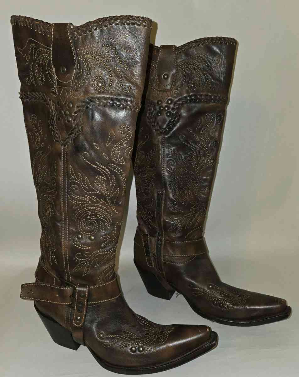 Corral Womens Genuine Leather Boots Size 10 G1116 16 in tall - Wheeling, West Virginia - FleaMarketBay