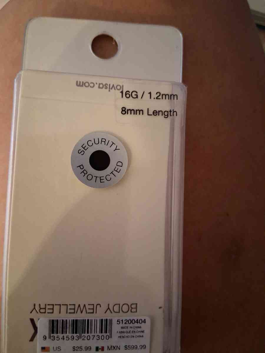 16g 8mm Length straight bar 6 different jewels and 1 ball - Glendale, Arizona - FleaMarketBay