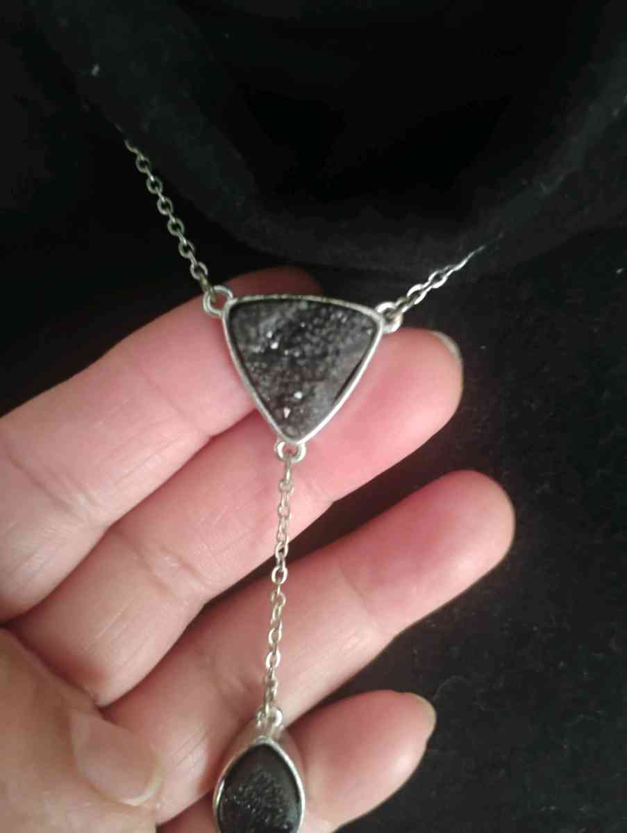Fabulous Black Druzy Quartz Necklace - Bowie, Texas - FleaMarketBay