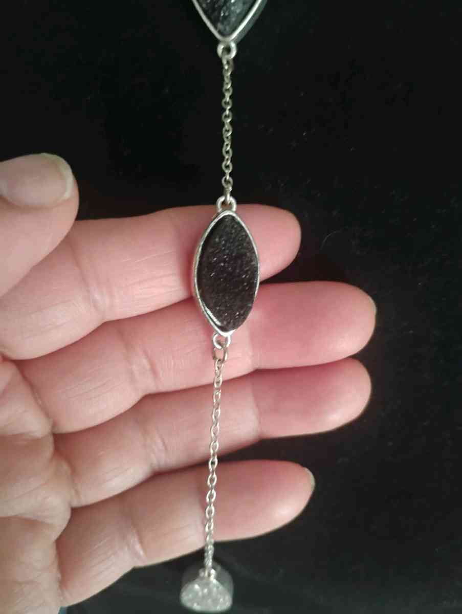 Fabulous Black Druzy Quartz Necklace - Bowie, Texas - FleaMarketBay