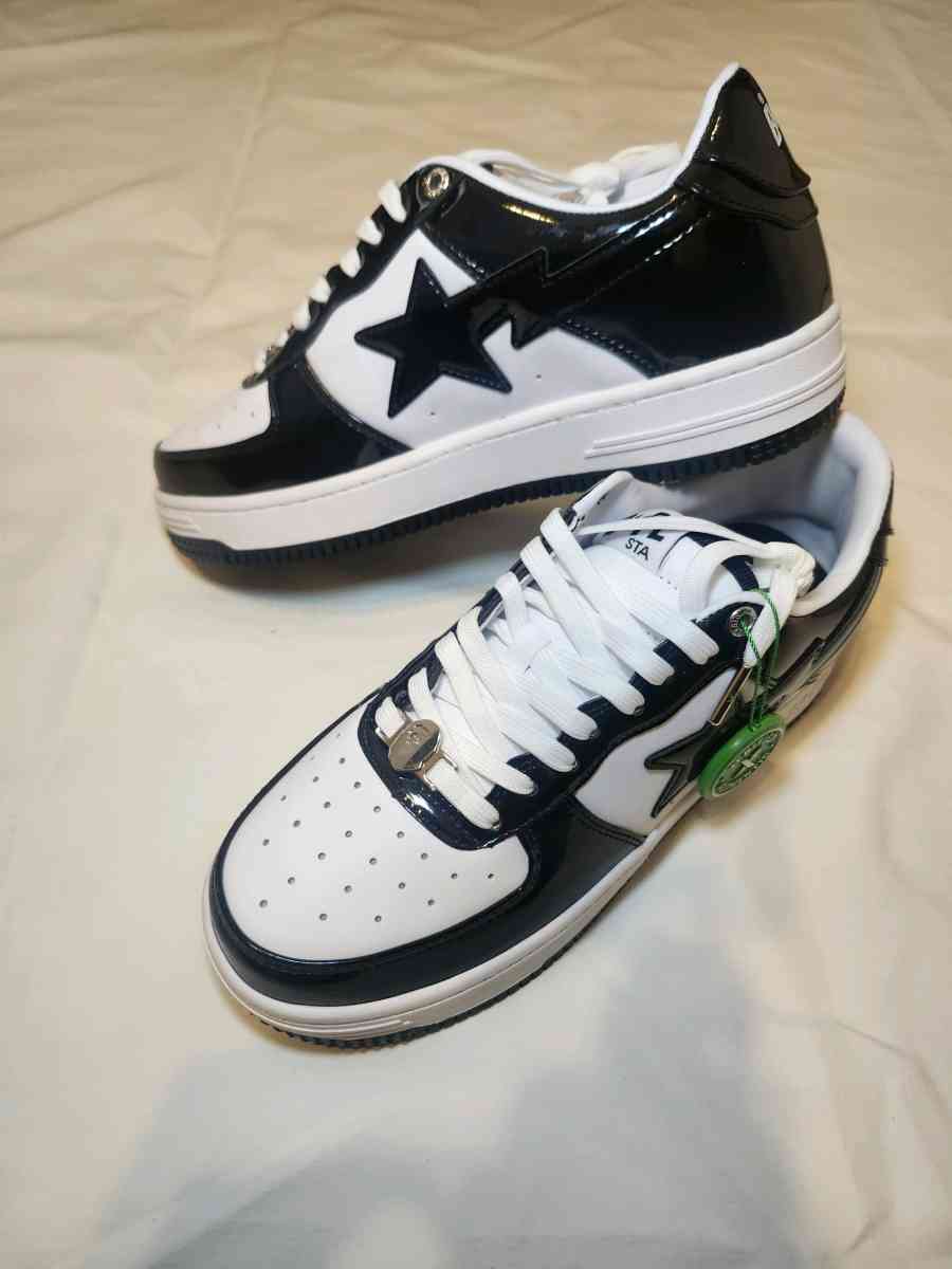 Man Bape Sta Patent Leather Black White Shoes - Fairfield, California - FleaMarketBay