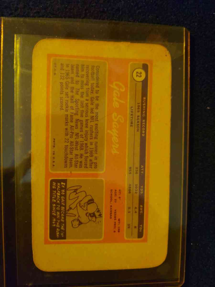 1970 Topps Super Gale Sayers - Lancaster, California - FleaMarketBay
