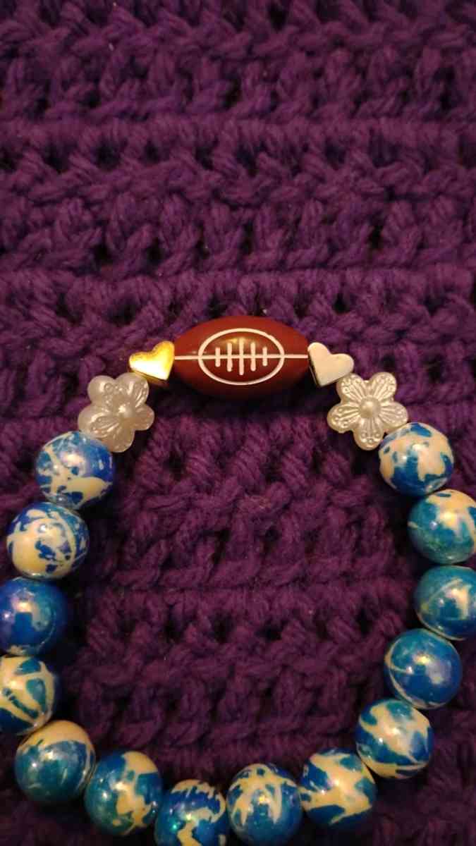 Football bracelet with blue accent beads - Greenville, Michigan - FleaMarketBay