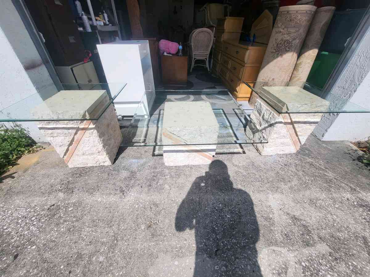 Postmodern Tessellated Mactan Stone Console Table w Polished - Lakeland, Florida - FleaMarketBay