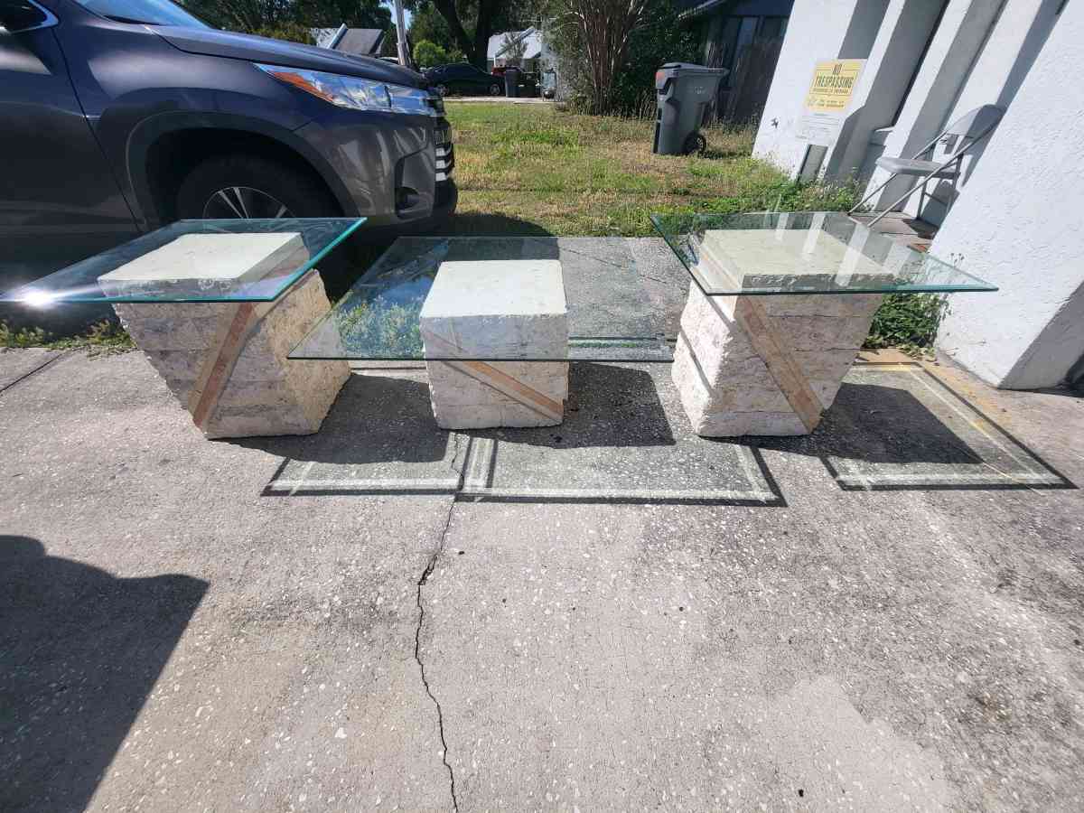 Postmodern Tessellated Mactan Stone Console Table w Polished - Lakeland, Florida - FleaMarketBay
