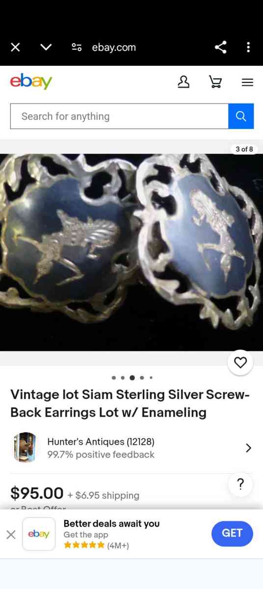 Siam sterling silver earrings enameled - Chicago, Illinois - FleaMarketBay