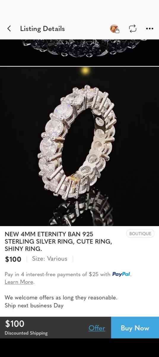 silver eternity diamond ring - Chicago, Illinois - FleaMarketBay