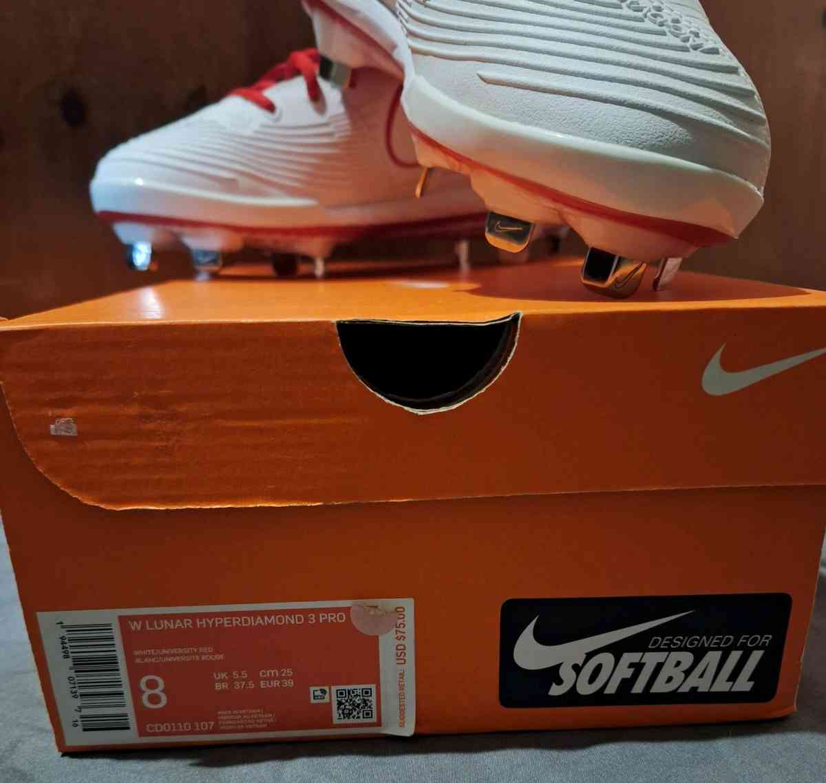 Nike Lunar Hyperdiamond Womens RedWhite Softball Cleats - Buckingham, Virginia - FleaMarketBay