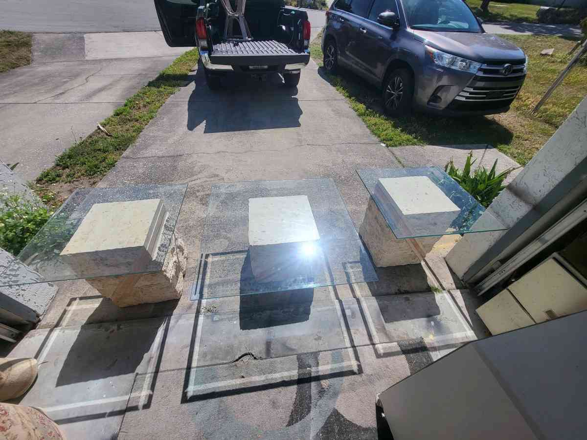 Postmodern Tessellated Mactan Stone Console Table w Polished - Lakeland, Florida - FleaMarketBay