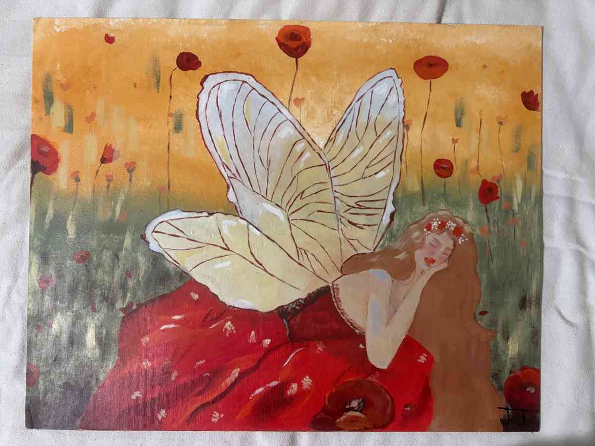 Fair Napping In Poppy Field by Jasmine Jenkins - Lubbock, Texas - FleaMarketBay