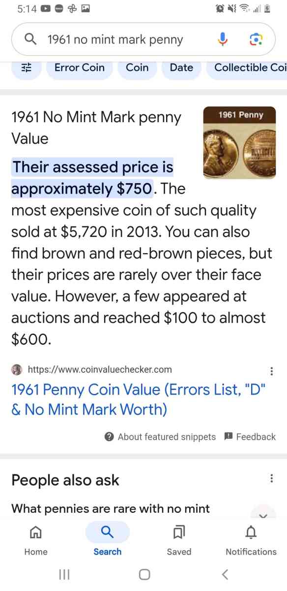 6 excellent condition 1961 No Mint Pennys - Suffield, Connecticut - FleaMarketBay