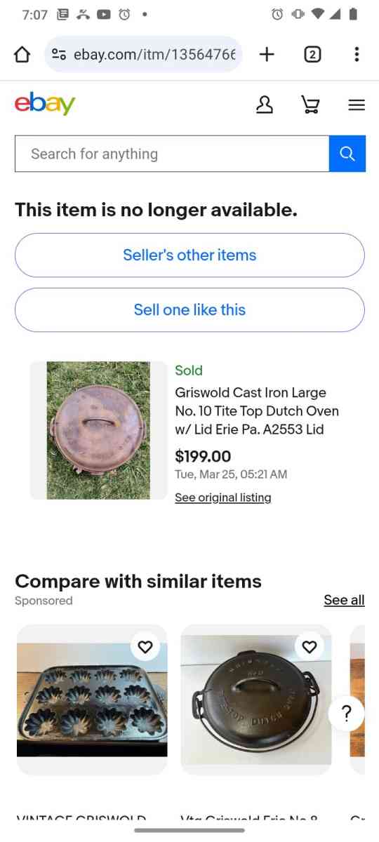 griswold tite top dutch oven 833 patent No 8 - Fruitland Park, Florida - FleaMarketBay