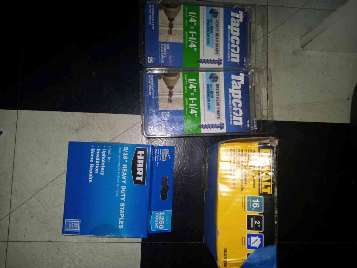 tapcon screws heavy duty 2in finish nails and staples