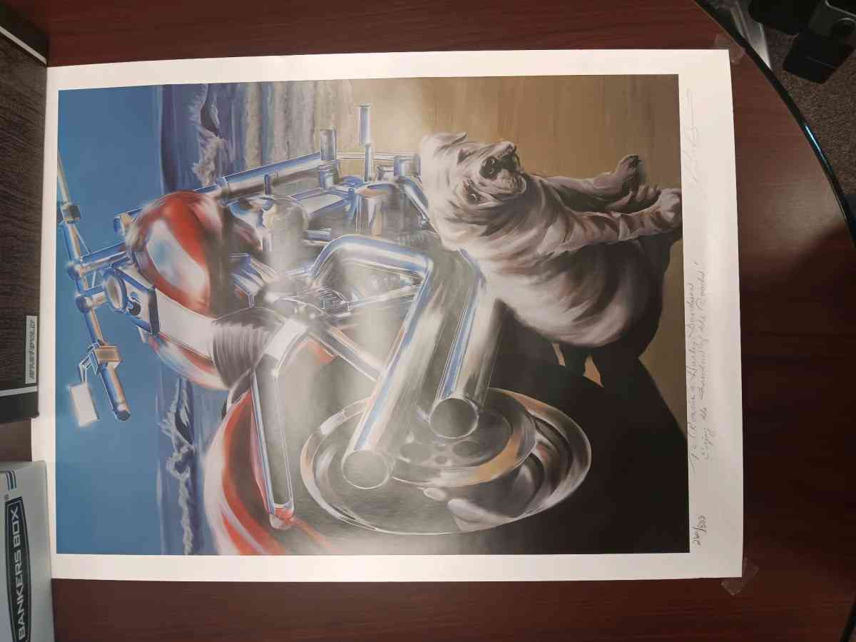 2010 signed Lee Bivens softail motorcycle poster - Adams, New York - FleaMarketBay
