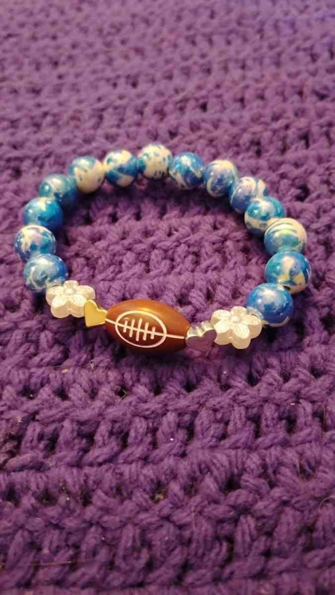 Football bracelet with blue accent beads - Greenville, Michigan - FleaMarketBay