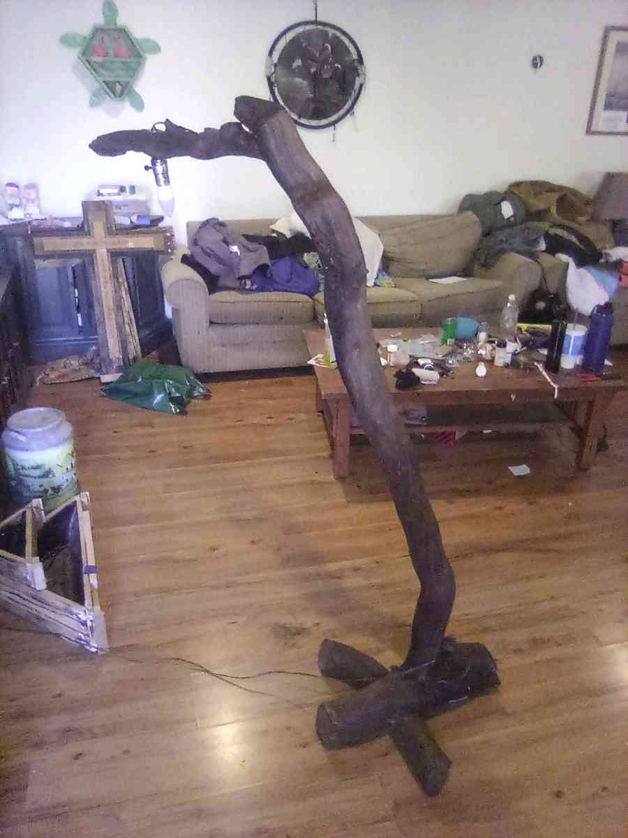 custom driftwood floor lamp - Newport, Oregon