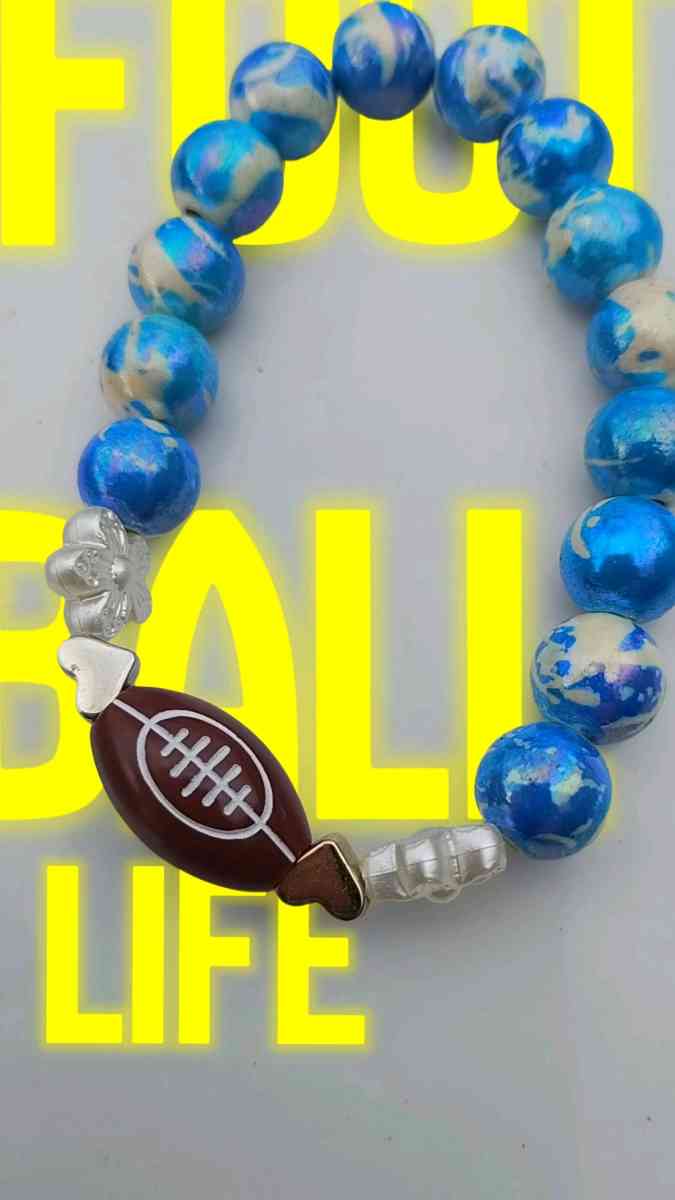 Football bracelet with blue accent beads - Greenville, Michigan - FleaMarketBay