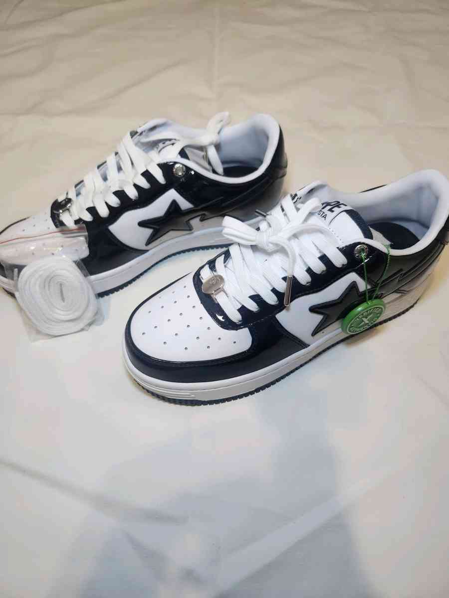Man Bape Sta Patent Leather Black White Shoes - Fairfield, California - FleaMarketBay