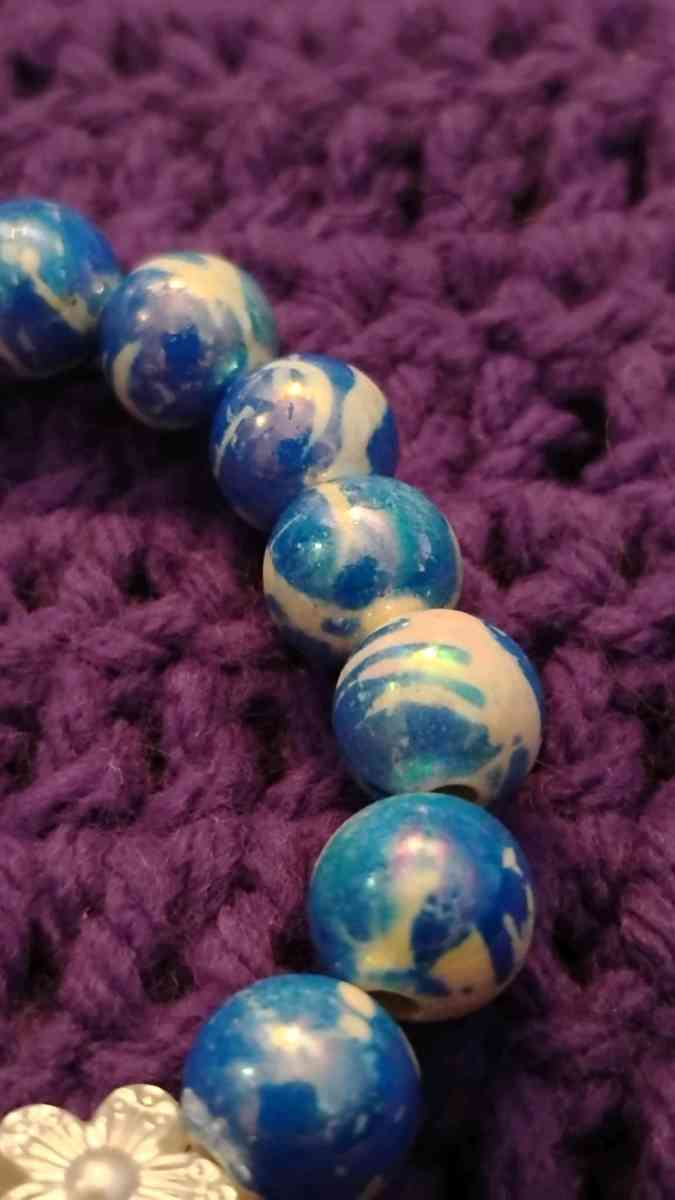 Football bracelet with blue accent beads - Greenville, Michigan - FleaMarketBay