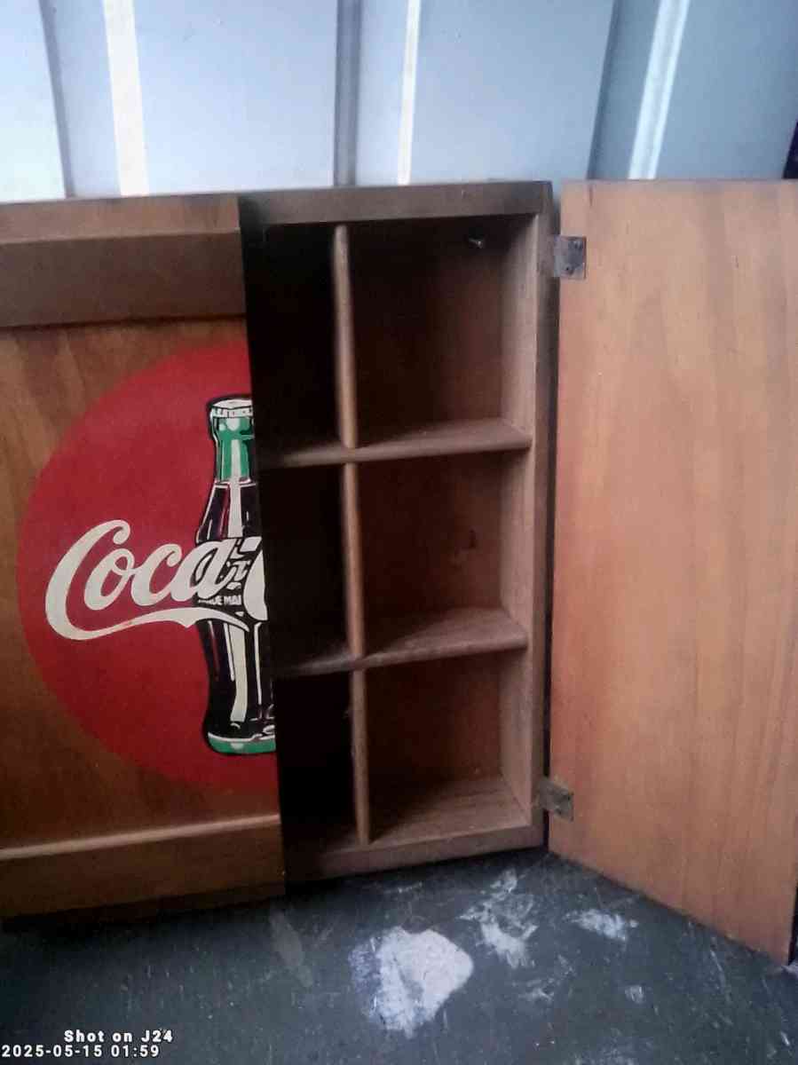 Vintage Coca Cola Wooden Wall Cabinet - Idabel, Oklahoma - FleaMarketBay