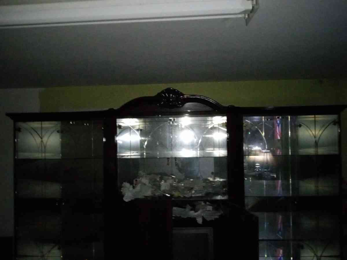 LIKE NEW AUTHENTIC WOOD AND GLASS LIGHTED ARMOIRE WITH DOORS - Staten Island, New York