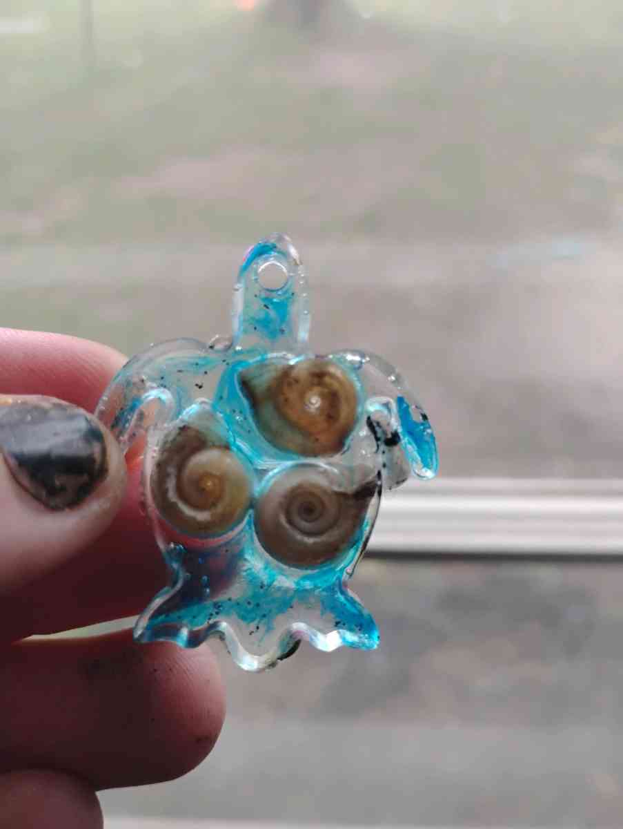 ocean inspired Resin Turtle earrings with seashells - Addison, Michigan - FleaMarketBay