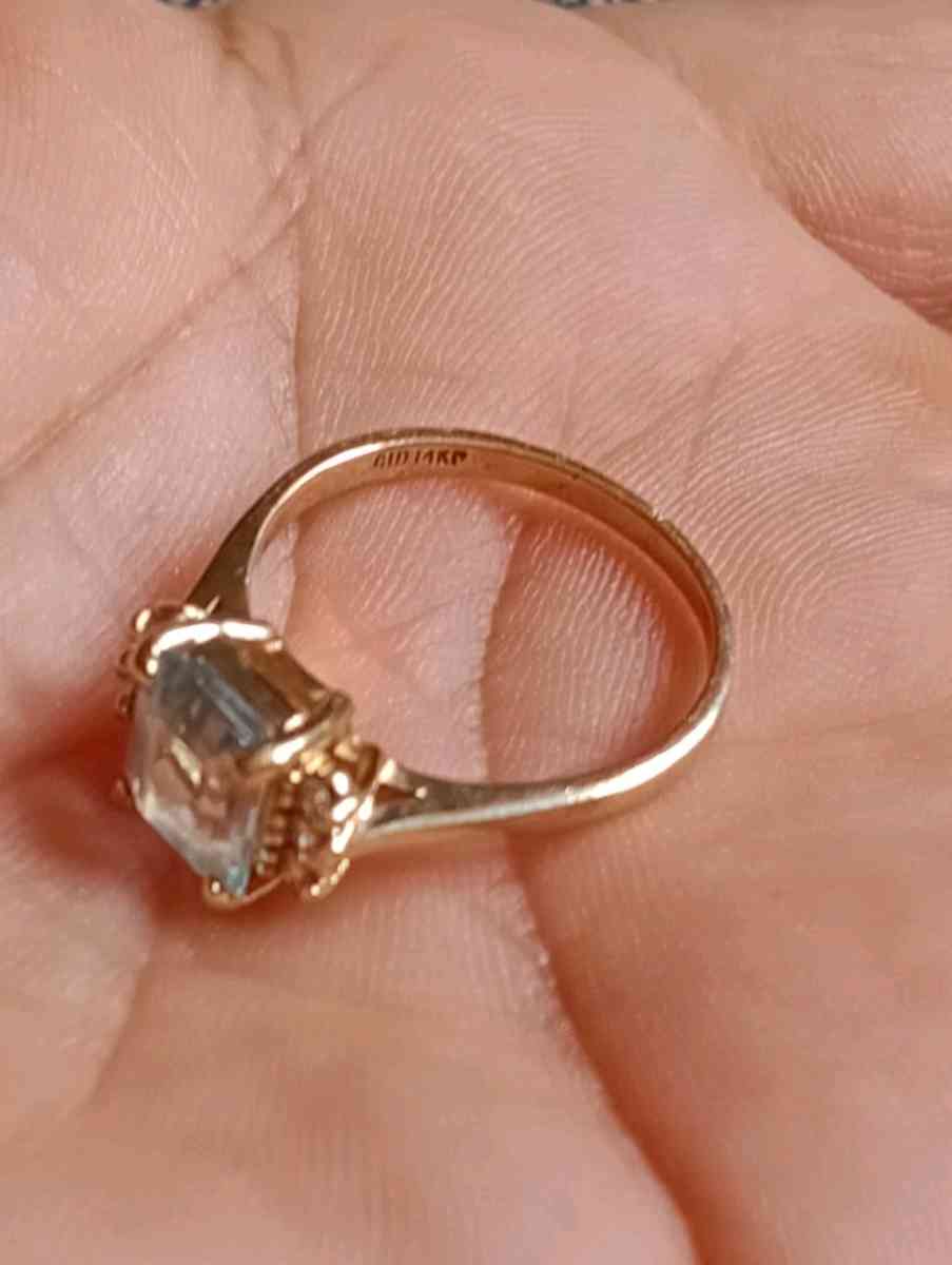 Aquamarine Emerald Cut Diamond Ring - Frostproof, Florida - FleaMarketBay